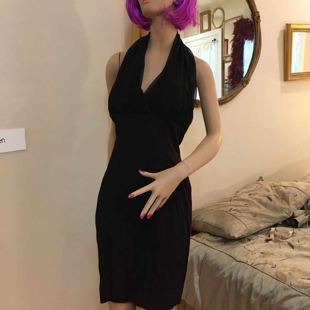 Illusion halter cocktail dress